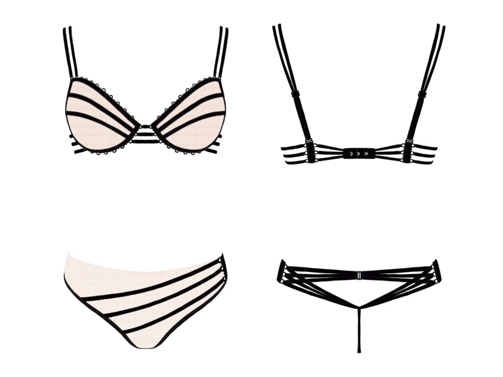 Isadora - Soutien gorge sans armature et string dos ouvert - styliste modéliste freelance